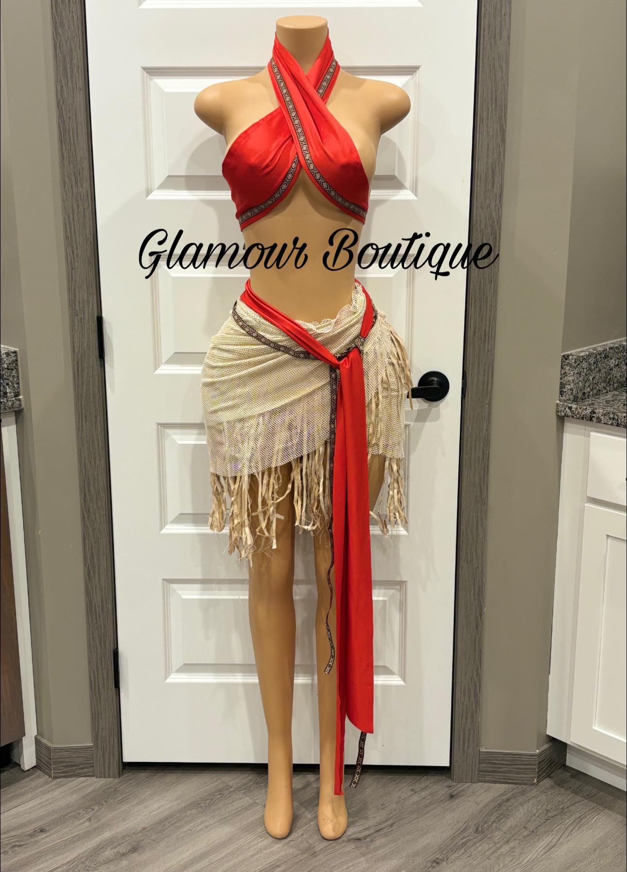 Read Island Warrior Wrap Set - Red & Beige