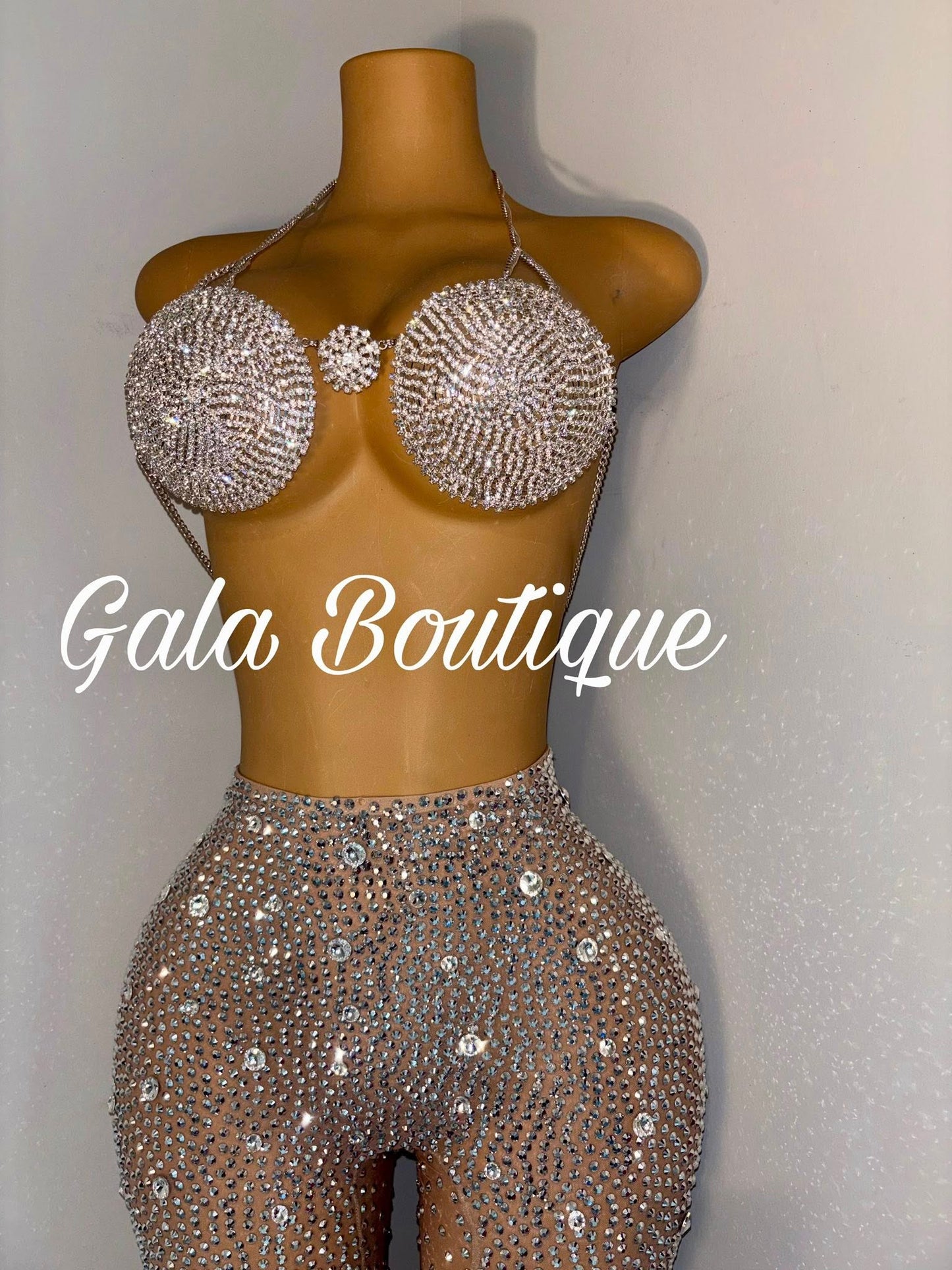 Silver Rhinestone Two-Piece Set