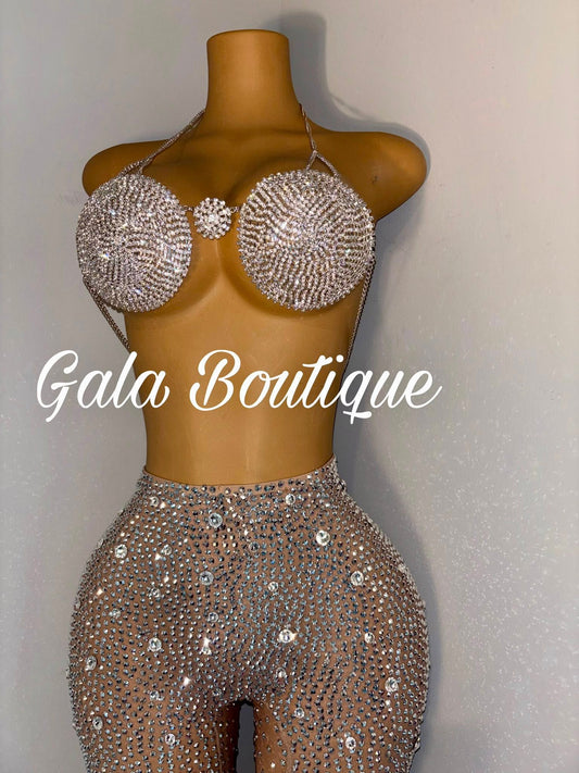 Silver Rhinestone Two-Piece Set