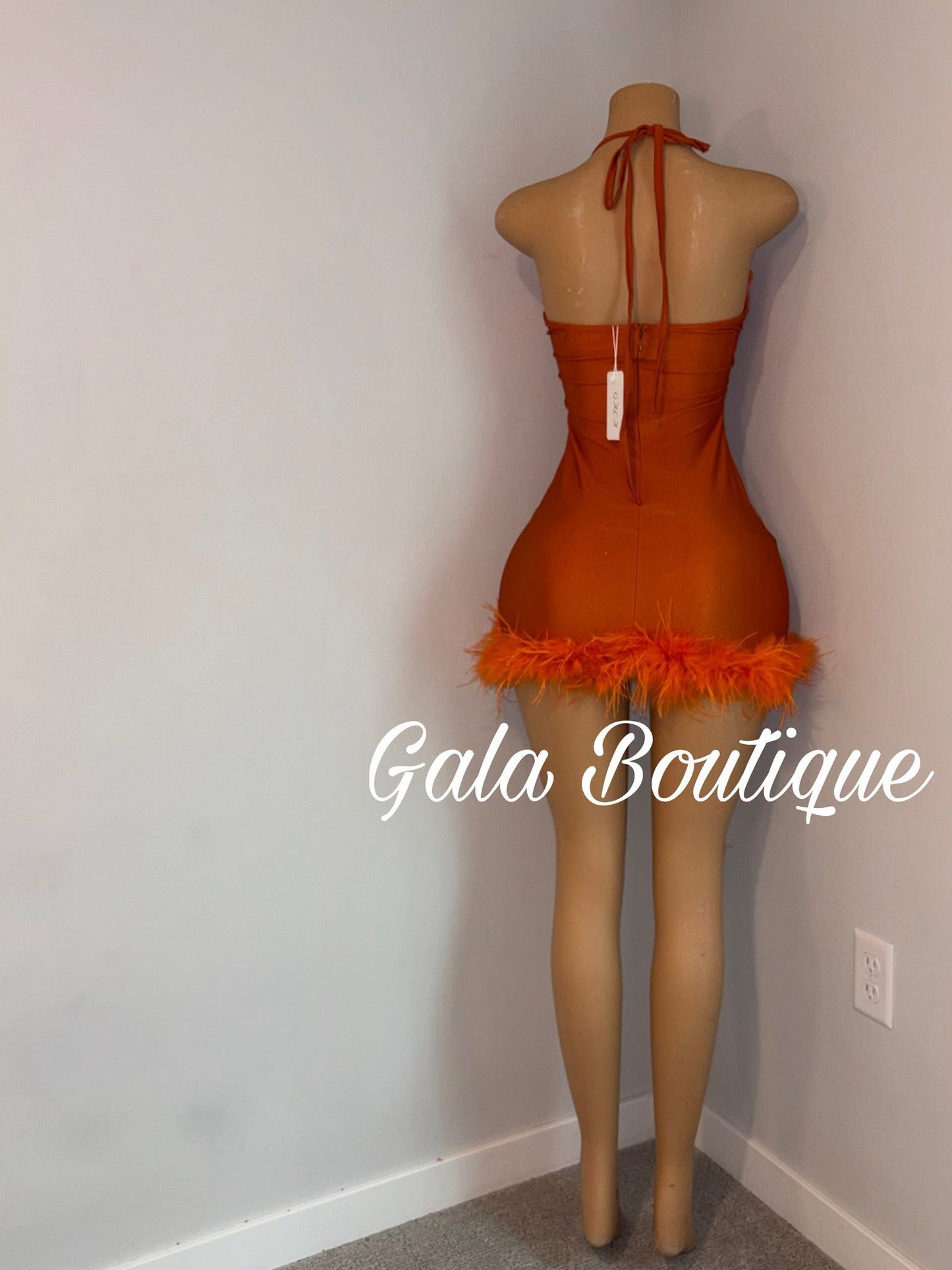 Orange sparkly dress