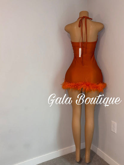 Orange sparkly dress