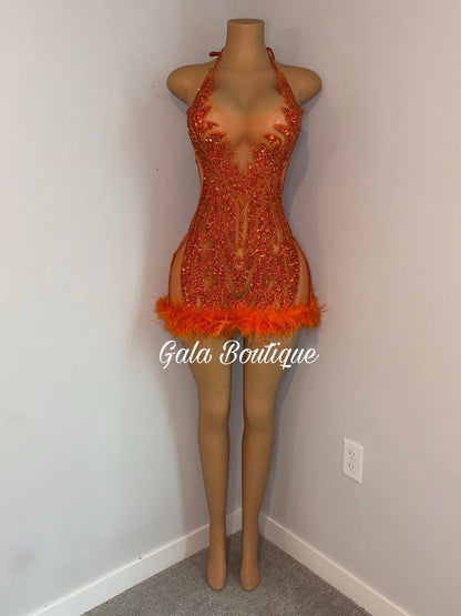 Orange sparkly dress