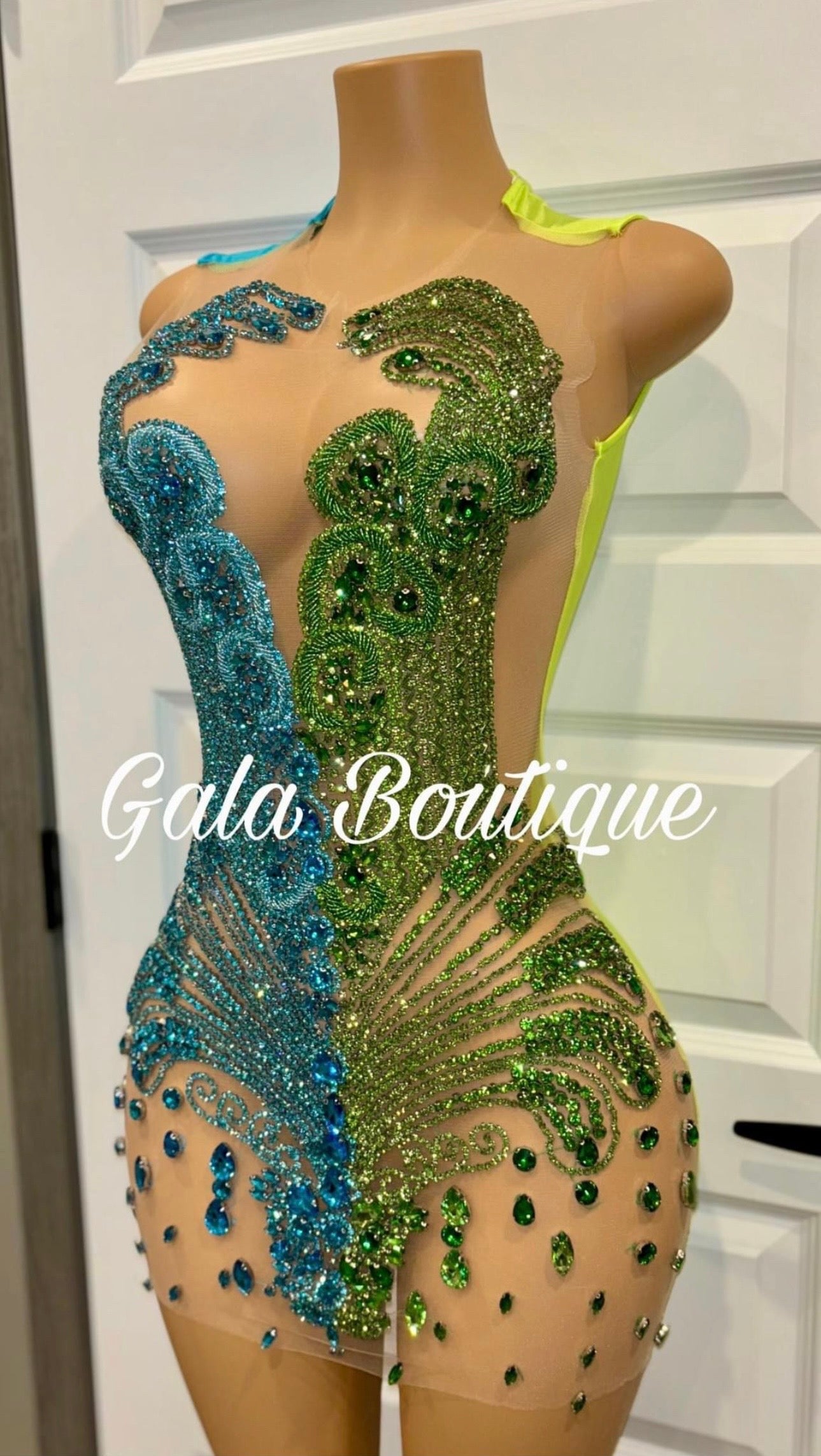 Blue and Green Peacock, Body Con Dress