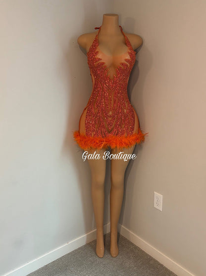 Orange sparkly dress
