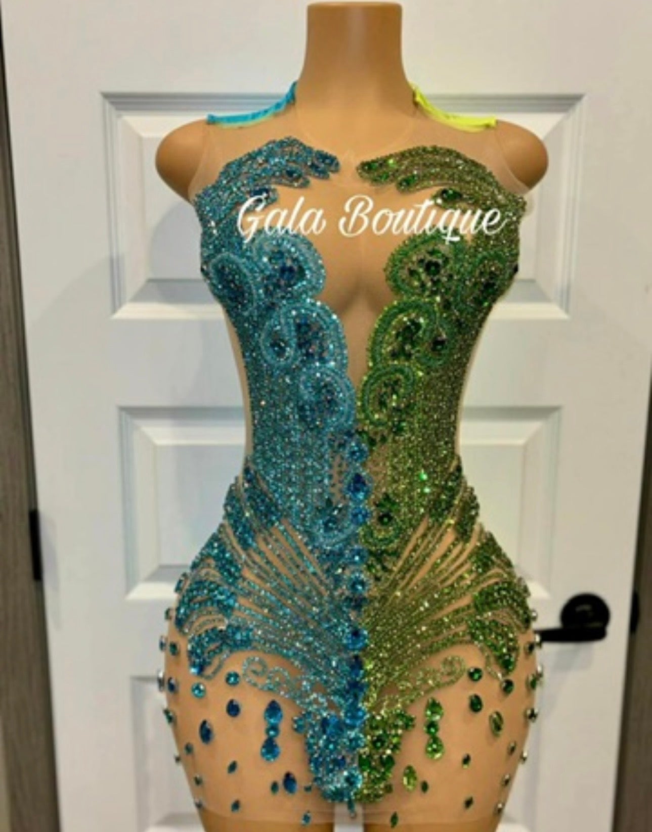 Blue and Green Peacock, Body Con Dress