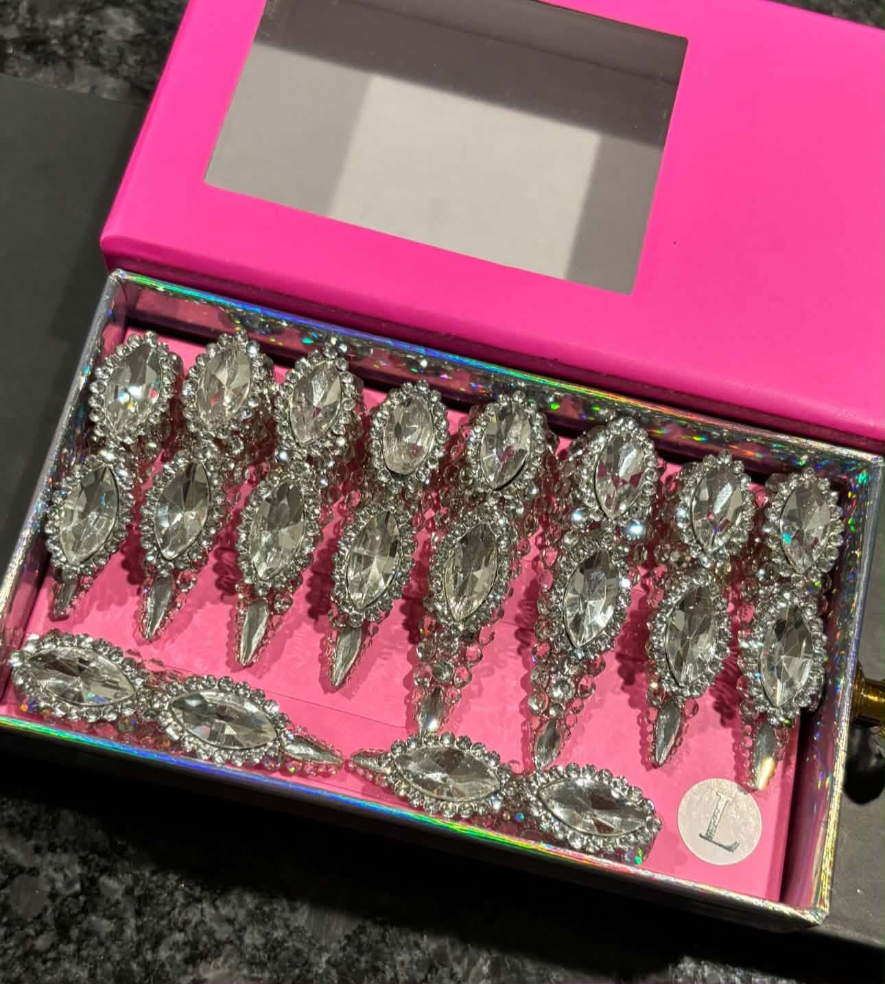 Silver Press on Nails
