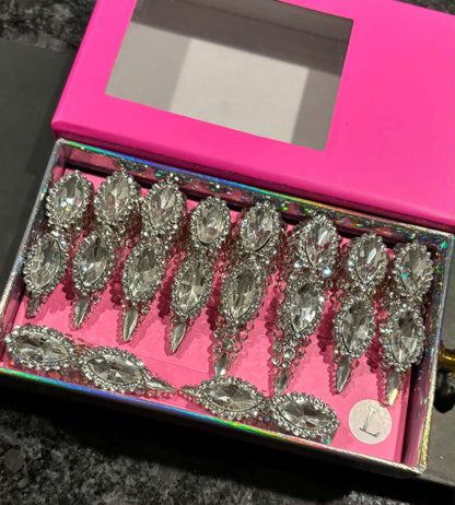 Silver Press on Nails