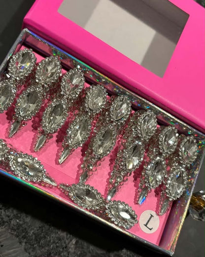 Silver Press on Nails